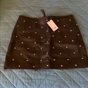 Coach Star Stud Leather Mini Skirt